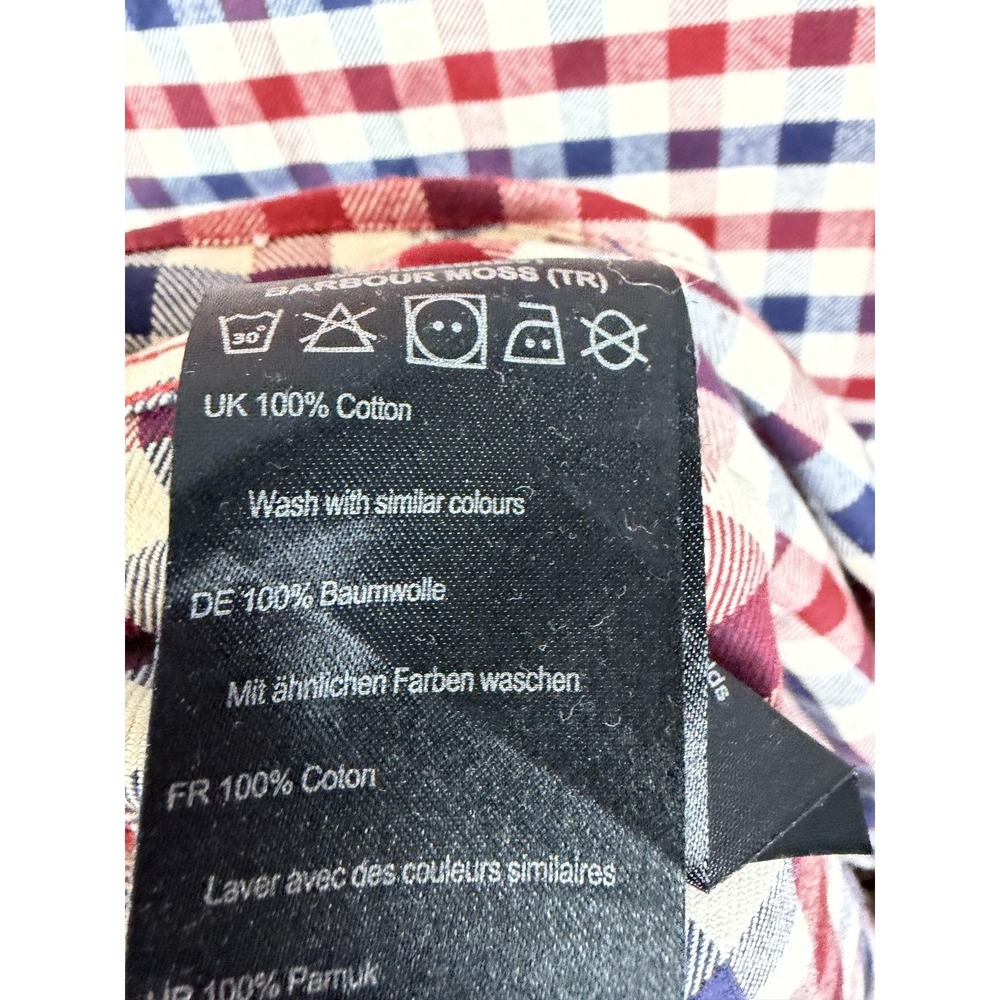 Barbour Shirt Mens Medium Multicolor Check Long Sleeve Button Down Cotton Casual - Picture 8 of 9